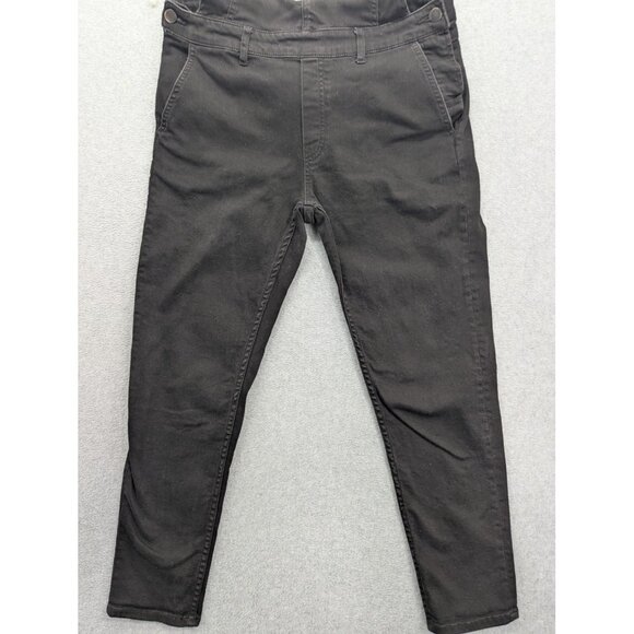 H&M Overalls Womens 10 Black Stretch Denim Bib Adjustable Straps Skinny Pockets - Picture 3 of 14